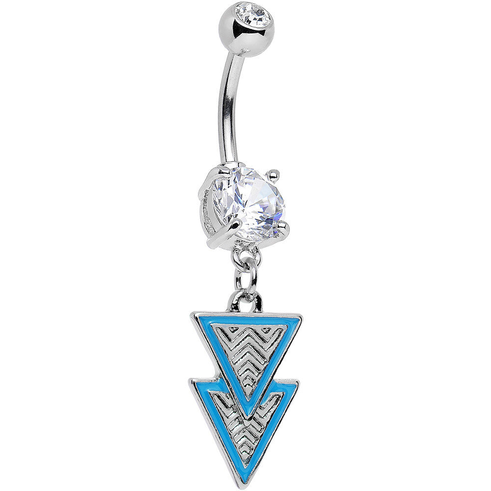 Clear Gem Pretty Popstar Blue Tiered Triangles Dangle Belly Ring