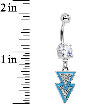 Clear Gem Pretty Popstar Blue Tiered Triangles Dangle Belly Ring