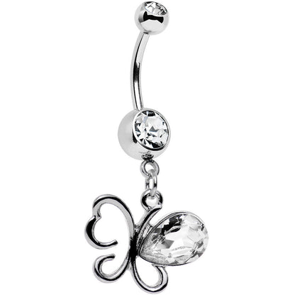 Clear Gem There and Gone Again Bashful Butterfly Dangle Belly Ring