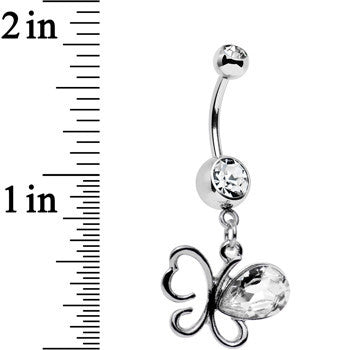 Clear Gem There and Gone Again Bashful Butterfly Dangle Belly Ring