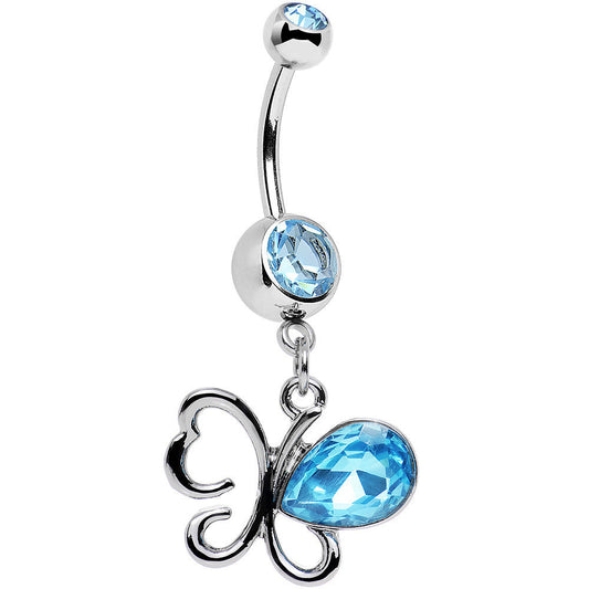 Aqua Gem There and Gone Again Bashful Butterfly Dangle Belly Ring