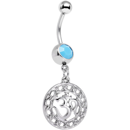 Faux Turquoise Circular Frame Spend the Day At Ohm Dangle Belly Ring