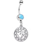 Faux Turquoise Circular Frame Spend the Day At Ohm Dangle Belly Ring