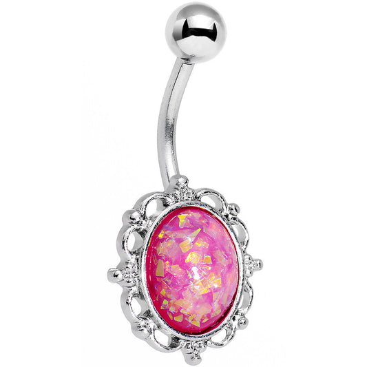 Pink Faux Opal Who Could Be So Fair Frame Belly Ring