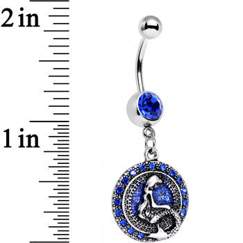 Royal Blue Gem Mythical Mermaid Dangle Belly Ring