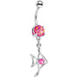 Pink Faux Opal Framework Fishy Fish Dangle Belly Ring