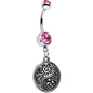 Pink Gem Floral Fantasy Yin Yang Disc Dangle Belly Ring