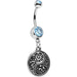 Aqua Gem Floral Fantasy Yin Yang Disc Dangle Belly Ring