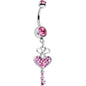 Pink Gem Have a Heart Hold the Key Dangle Belly Ring