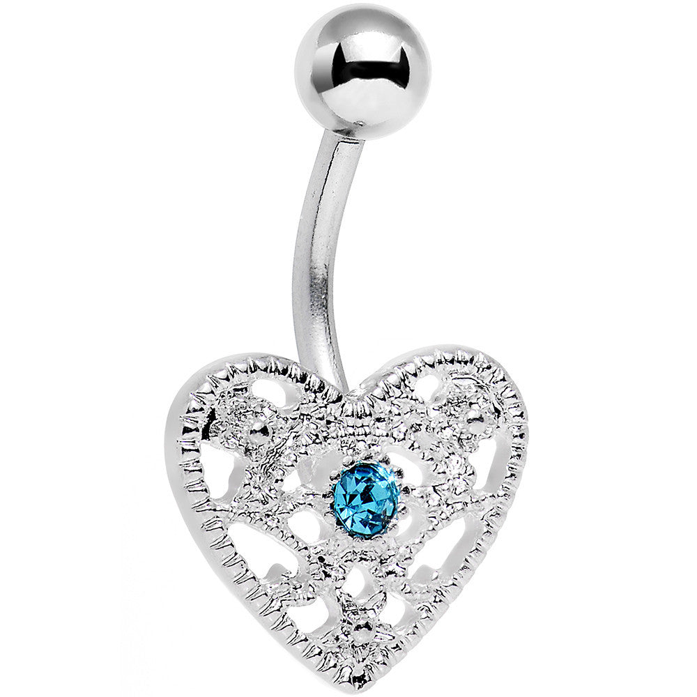 Aqua Gem Heavy Heart Belly Ring – Body Candy B2B