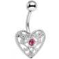 Pink Gem Heavy Heart Belly Ring