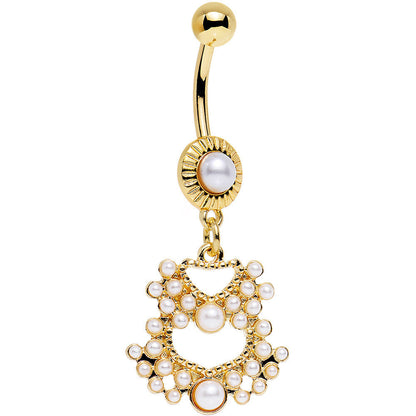 White Gem Gold PVD Fancy Daylight Delilah Dangle Belly Ring