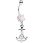 White Faux Opal Celtic Knot Anchor Dangle Belly Ring