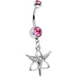 Pink Gem Heroic Heralds Staff and Trinity Dangle Belly Ring