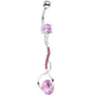 Pink Gem Teriyaki Twisted Strip Drop Dangle Belly Ring