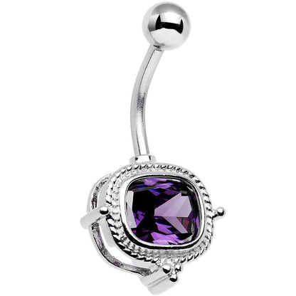 Purple Gem Fancy Furbish Frame Belly Ring