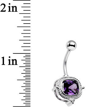 Purple Gem Fancy Furbish Frame Belly Ring