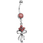 Rose Flower Faux Turquoise Southwestern Bundle and Bow Dangle Belly Ring