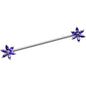 14 Gauge Purple CZ Pimpernel Flower Ends Industrial Barbell 40mm