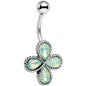 Light Green Faux Opal Quartet Flower Belly Ring