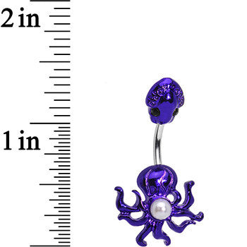 White Orb Pretty Purple Octopus Double Mount Belly Ring