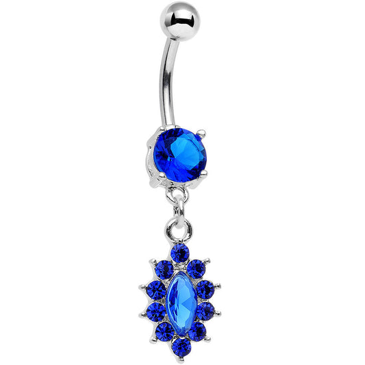 Royal Blue Gem Decadent Detail Drop Dangle Belly Ring