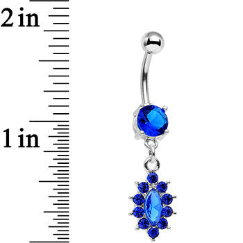 Royal Blue Gem Decadent Detail Drop Dangle Belly Ring