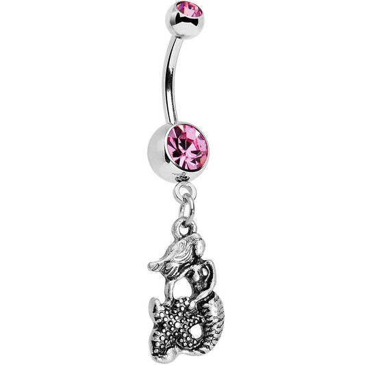 Pink Gem Miss Mermaid and Mr Starfish Dangle Belly Ring