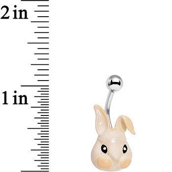 Pretty Peach Happy Easter Bunny Rabbit Belly Ring