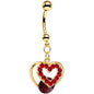 Red Gem Gold Anodized Steel Show Your Heart Dangle Belly Ring