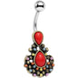 Red Orb Splash of Color Southwestern Elegant Drop Belly Ring