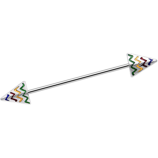 14 Gauge Rainbow Chevron End with an Arrow Industrial Barbell 38mm
