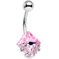 Pink Gem Square Lovely Garden Belly Ring