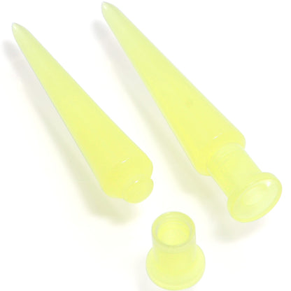 2 in 1 Yellow Glow in Dark Interchangeable Screw Fit Plug and Taper Set