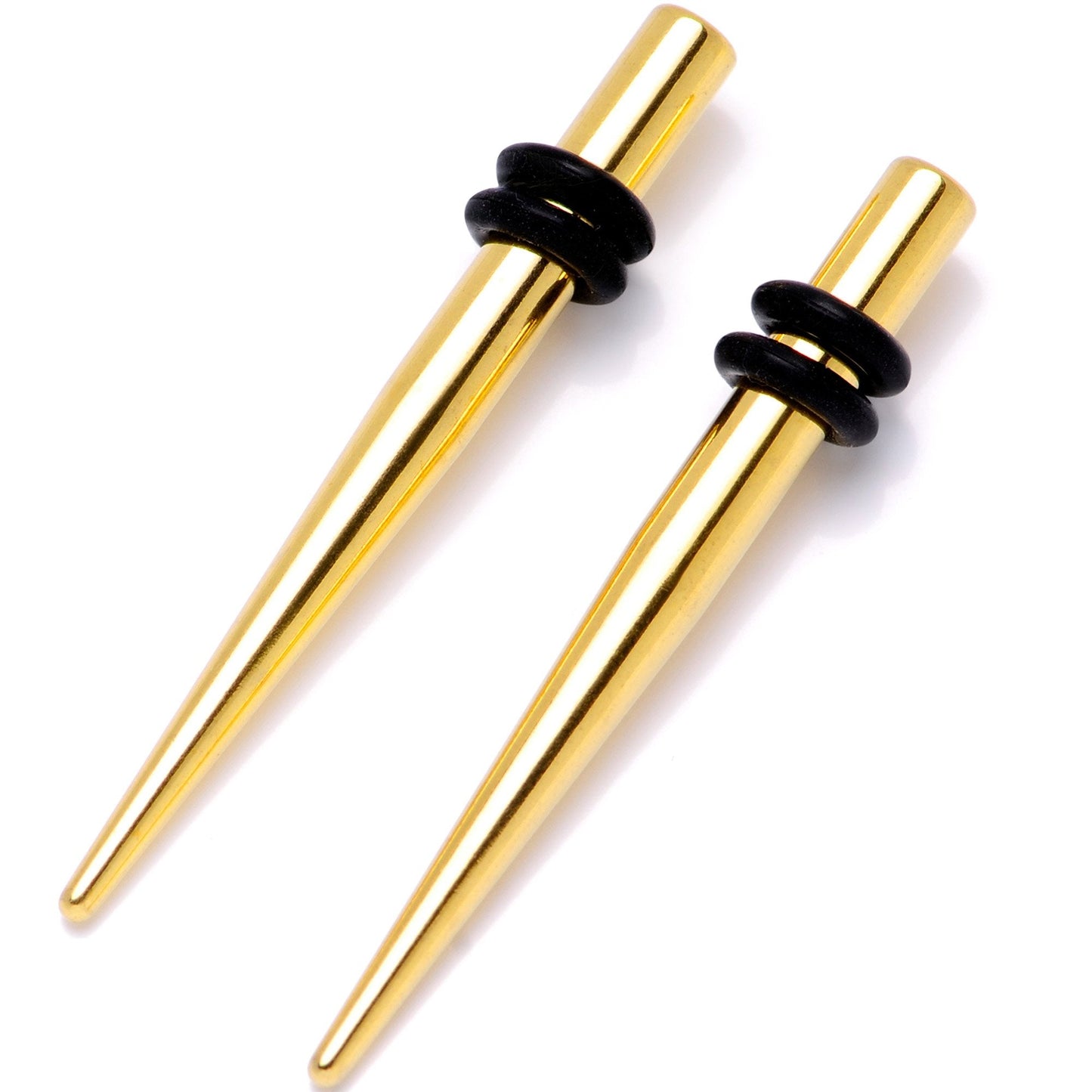 Gold Tone Anodized Titanium Micro Taper Straight Plug Set 14 Gauge to 8 Gauge