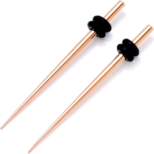 Rose Gold Tone Anodized Titanium Micro Taper Straight Plug Set 14 Gauge to 8 Gauge