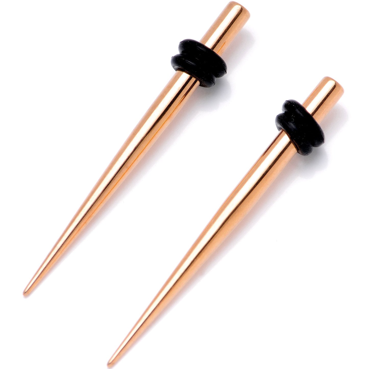 Rose Gold Tone Anodized Titanium Micro Taper Straight Plug Set 14 Gauge to 8 Gauge