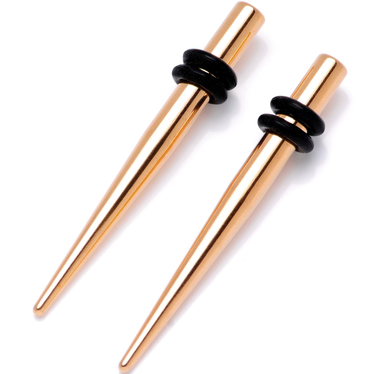 Rose Gold Tone Anodized Titanium Micro Taper Straight Plug Set 14 Gauge to 8 Gauge