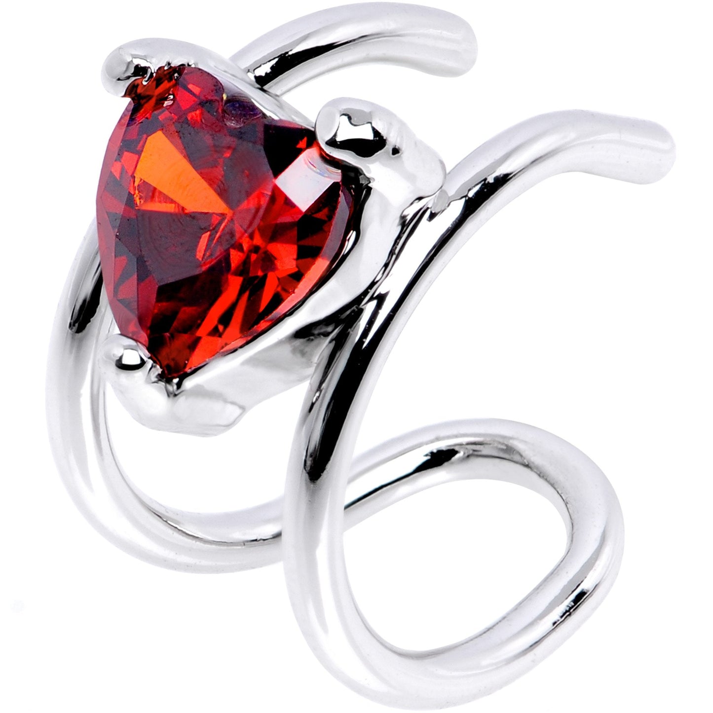 Red Gem Royal Heart Ear Cuff