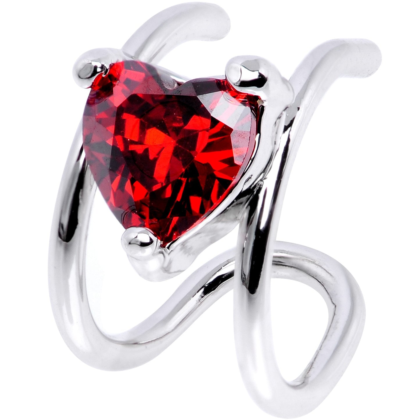 Red Gem Royal Heart Ear Cuff