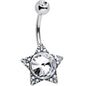 Clear Gem Encrusted Big Star Belly Ring