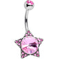 Pink Gem Encrusted Big Star Belly Ring