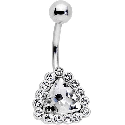 Clear Gem Chunky Pyramid Star Belly Ring