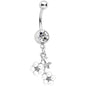 Clear Gem White Bunch of Berries Dangle Belly Ring