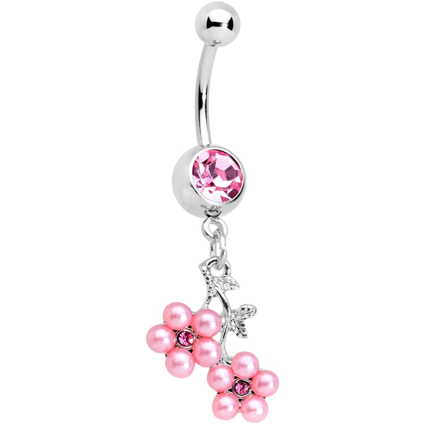 Pink Gem Pink Bunch of Berries Dangle Belly Ring