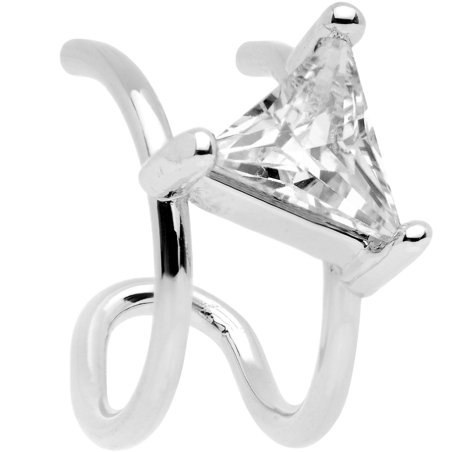 Clear CZ Gem Triangle Bling Non Pierced Ear Cuff