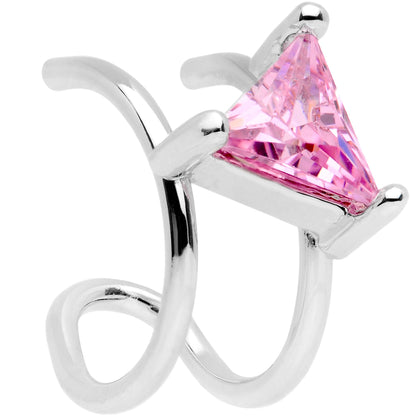 Pink CZ Gem Triangle Bling Non Pierced Ear Cuff