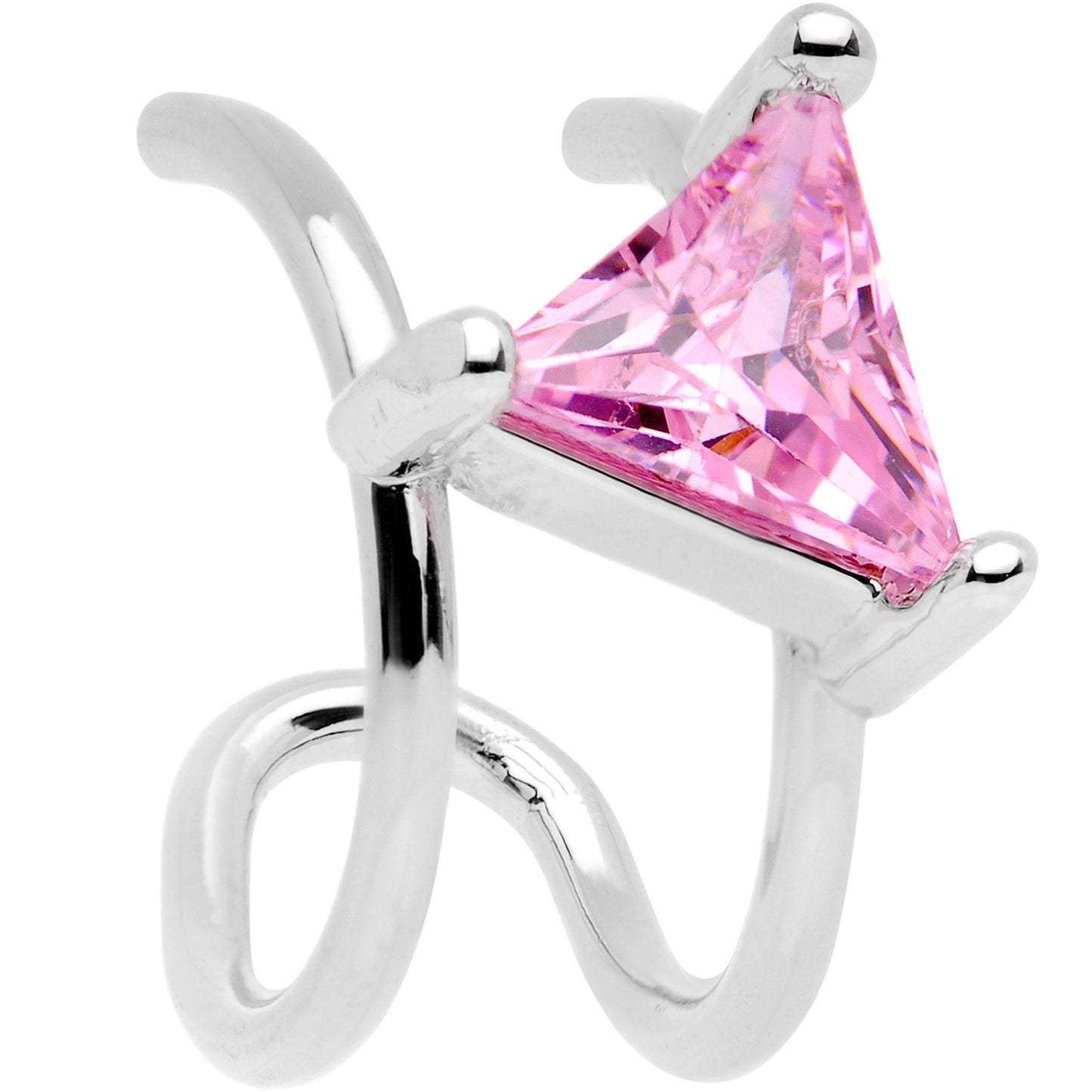 Pink CZ Gem Triangle Bling Non Pierced Ear Cuff