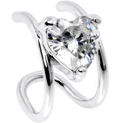 Clear CZ Gem Royal Heart Bling Non Pierced Ear Cuff