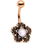 White Faux Opal Rose Gold Plated Flower Garden Belly Ring